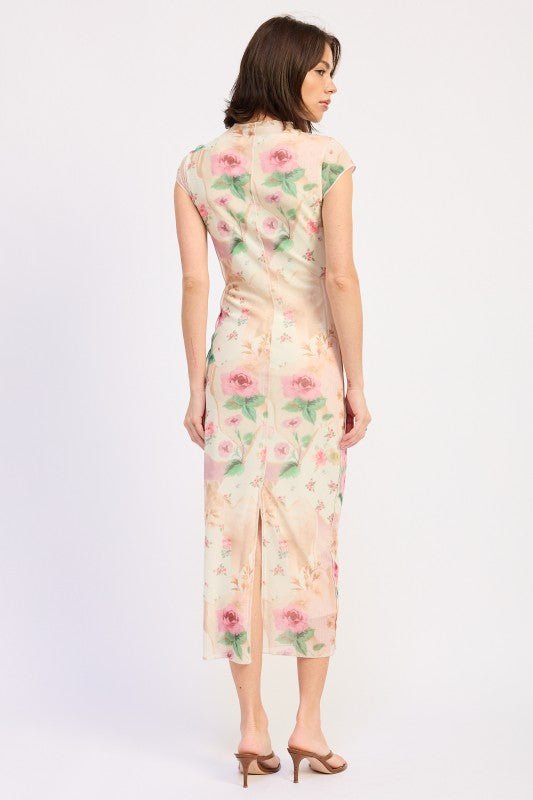 SHEER MESH MERROW SEAM MIDI DRESS - KOKOTETE