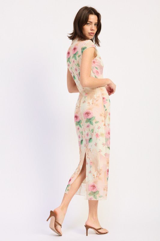 SHEER MESH MERROW SEAM MIDI DRESS - KOKOTETE