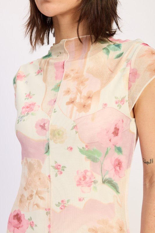 SHEER MESH MERROW SEAM MIDI DRESS - KOKOTETE