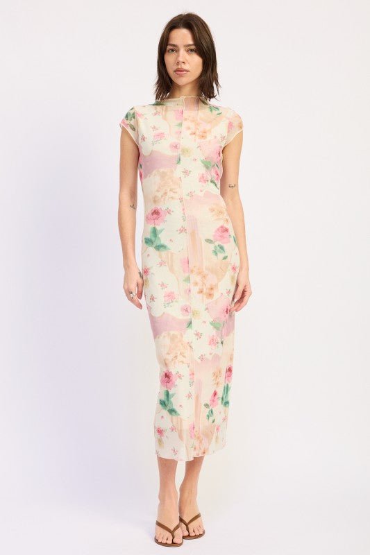SHEER MESH MERROW SEAM MIDI DRESS - KOKOTETE