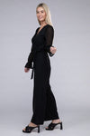 Sheer sleeve and Wide leg Jumpsuit - KOKOTETE