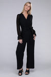 Sheer sleeve and Wide leg Jumpsuit - KOKOTETE