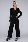 Sheer sleeve and Wide leg Jumpsuit - KOKOTETE