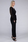 Sheer sleeve and Wide leg Jumpsuit - KOKOTETE