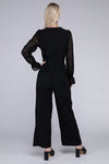 Sheer sleeve and Wide leg Jumpsuit - KOKOTETE