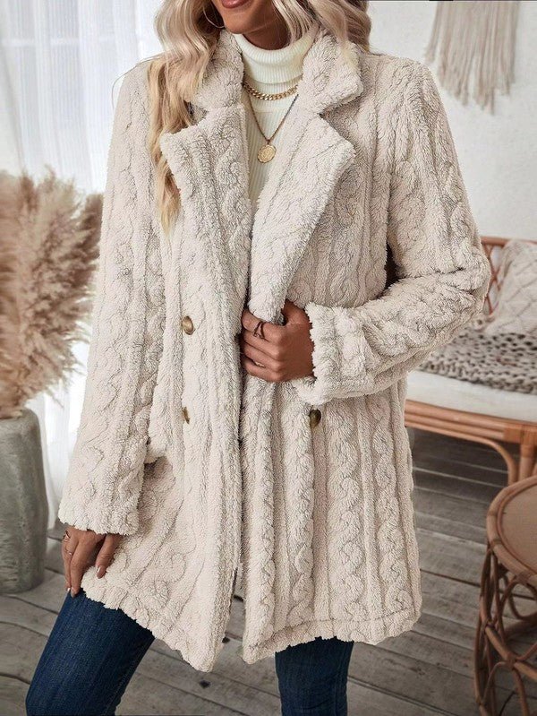 Sherpa long button front coat - KOKOTETE