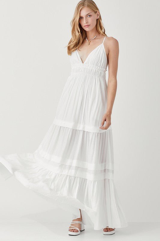 Shirred Folded Detail Maxi Dress - KOKOTETE