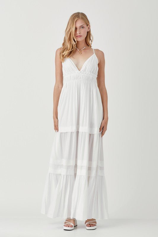 Shirred Folded Detail Maxi Dress - KOKOTETE
