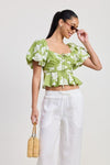 SHORT PUFF SLEEVE FLORAL BLOUSE - KOKOTETE