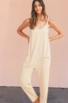 Side Pockets Pants Sleeveless V Neck Jumpsuit - KOKOTETE