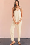 Side Pockets Pants Sleeveless V Neck Jumpsuit - KOKOTETE