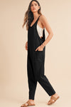 Side Pockets Pants Sleeveless V Neck Jumpsuit - KOKOTETE