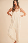 Side Pockets Pants Sleeveless V Neck Jumpsuit - KOKOTETE