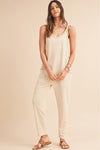 Side Pockets Pants Sleeveless V Neck Jumpsuit - KOKOTETE