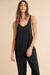 Side Pockets Pants Sleeveless V Neck Jumpsuit - KOKOTETE