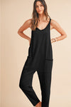 Side Pockets Pants Sleeveless V Neck Jumpsuit - KOKOTETE