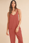 Side Pockets Pants Sleeveless V Neck Jumpsuit - KOKOTETE