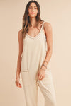 Side Pockets Pants Sleeveless V Neck Jumpsuit - KOKOTETE