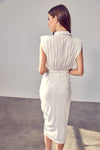 Sleeveless Button Front Tie Dress - KOKOTETE