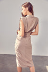 Sleeveless Button Front Tie Dress - KOKOTETE