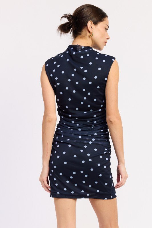 SLEEVELESS MOCK NECK MESH MINI DRESS - KOKOTETE