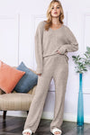 Slouchy Beige ribbed knit loungewear set - KOKOTETE