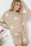 Soft Long Sleeve Star Print Top and Short Set - KOKOTETE