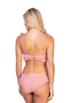 SOLID RIBBED PINK RUFFLED BIKINI SET - KOKOTETE