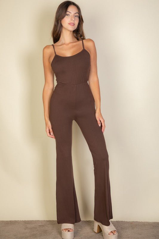 Solid Sleeveless Wide Leg Jumpsuit - KOKOTETE