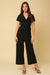 Solid Surplice Cropped Jumpsuit with Faux Wrap - KOKOTETE