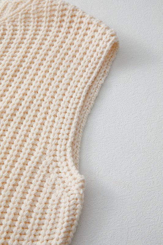 SPRING Textured Knit Buttoned Sweater Vest - KOKOTETE