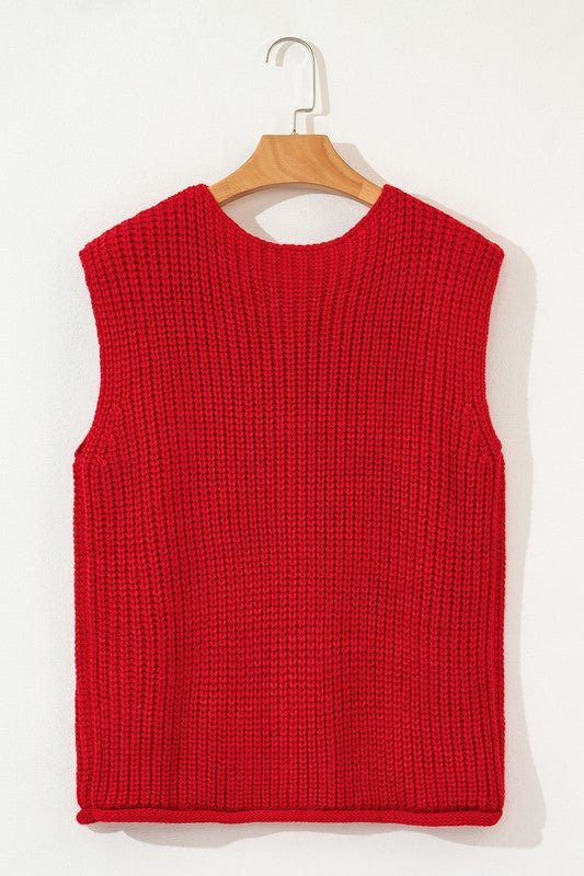 SPRING Textured Knit Buttoned Sweater Vest - KOKOTETE