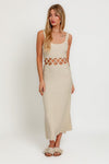 Square Neck Sleeveless Crochet Midi Dress - KOKOTETE