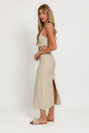 Square Neck Sleeveless Crochet Midi Dress - KOKOTETE