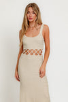 Square Neck Sleeveless Crochet Midi Dress - KOKOTETE