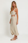 Square Neck Sleeveless Crochet Midi Dress - KOKOTETE