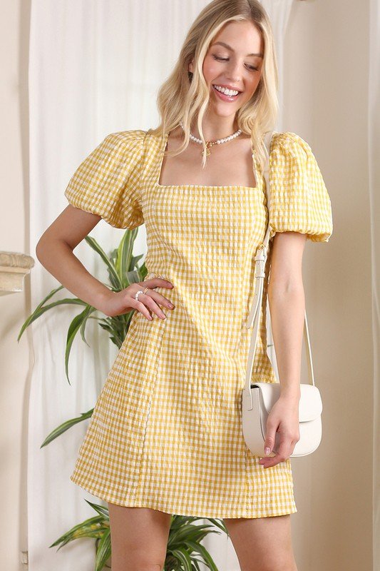 SS back strap dress - gingham - KOKOTETE