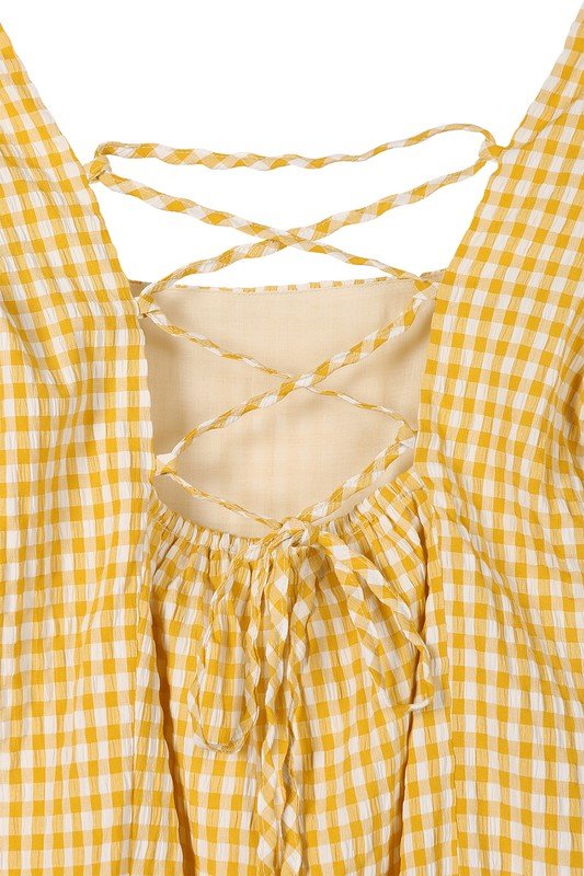 SS back strap dress - gingham - KOKOTETE