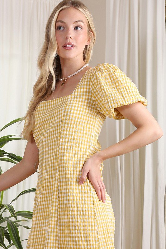 SS back strap dress - gingham - KOKOTETE