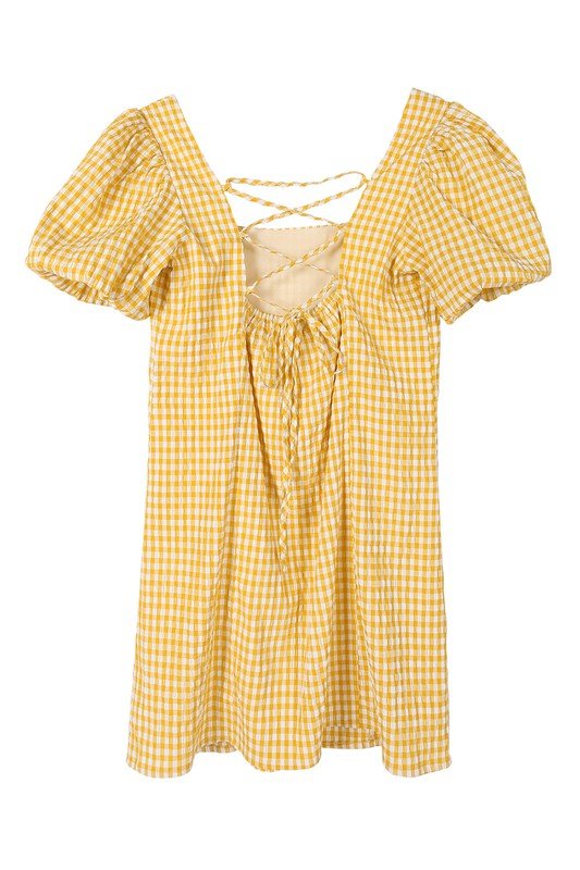 SS back strap dress - gingham - KOKOTETE