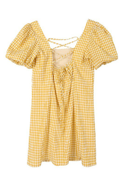 SS back strap dress - gingham - KOKOTETE