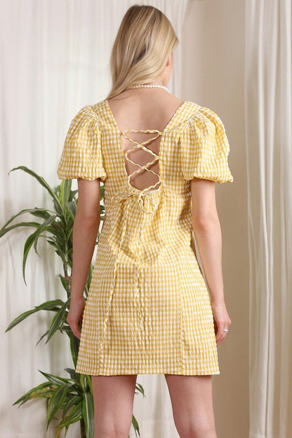 SS back strap dress - gingham - KOKOTETE