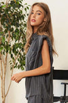 Stripe Button Down Shirt and Long Pants Set - KOKOTETE