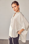 Stripe Printed Kimono Sleeve Shirt - KOKOTETE