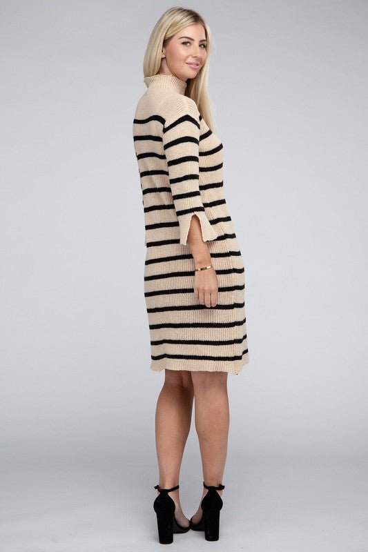 Striped Pattern Sweater Dress - KOKOTETE
