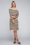 Striped Pattern Sweater Dress - KOKOTETE