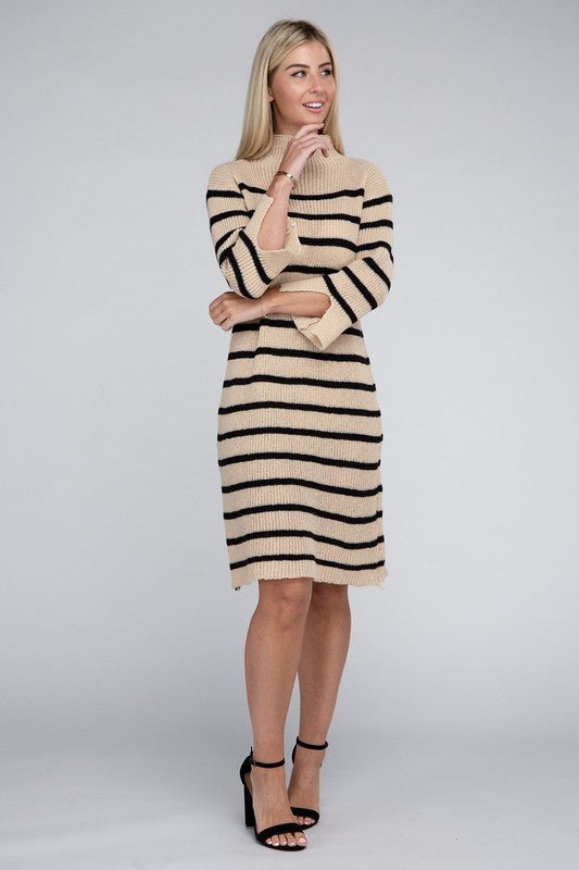 Striped Pattern Sweater Dress - KOKOTETE