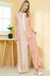 Striped Pocketed Baggy Wide Leg Jumpsuit - KOKOTETE