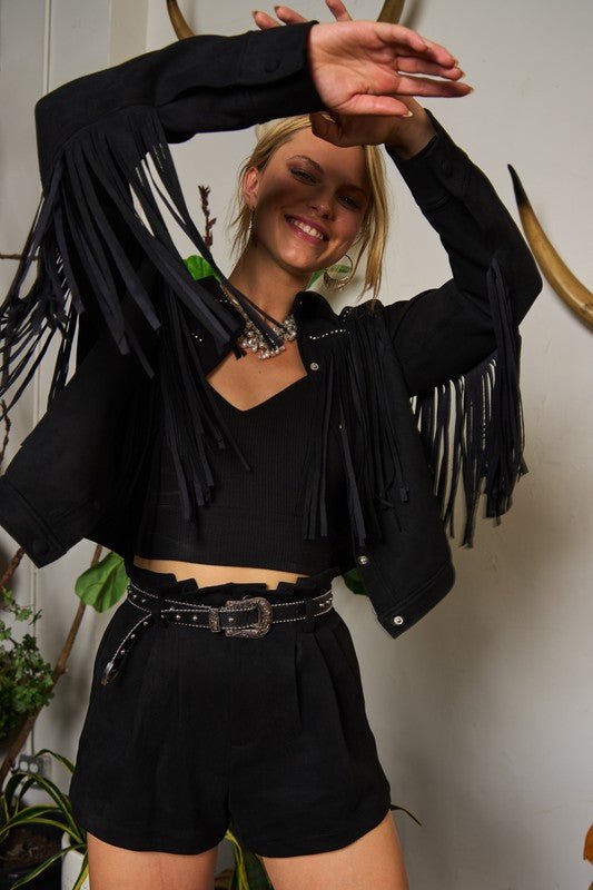 Suede studded fringe jacket - KOKOTETE