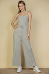 Sweater - Knit Fuzzy Frenchy Tie Front Cami Jumpsuit - KOKOTETE